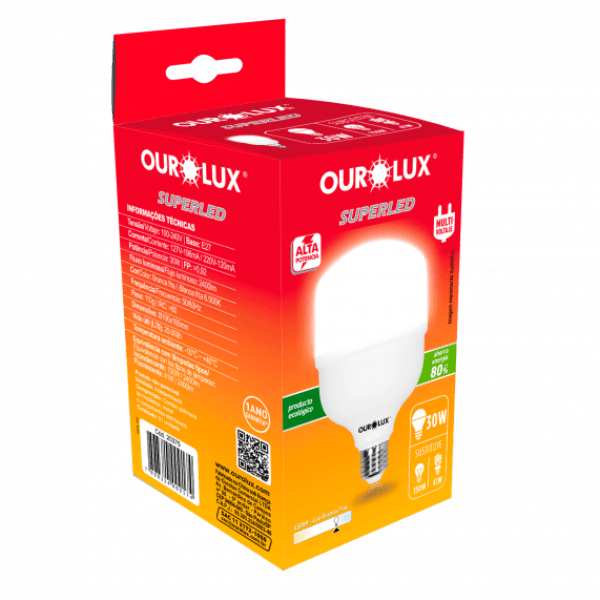 Lâmpada Superled Alta Potência T30W Bivolt 6500K 2500 Lumens - Ourolux-min
